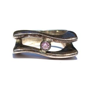 Vintage Sterling Silver Pink Cubic Zirconia Ring 6